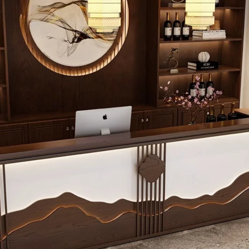 White Display Reception Desks Luxury Modern Corner Podium Reception