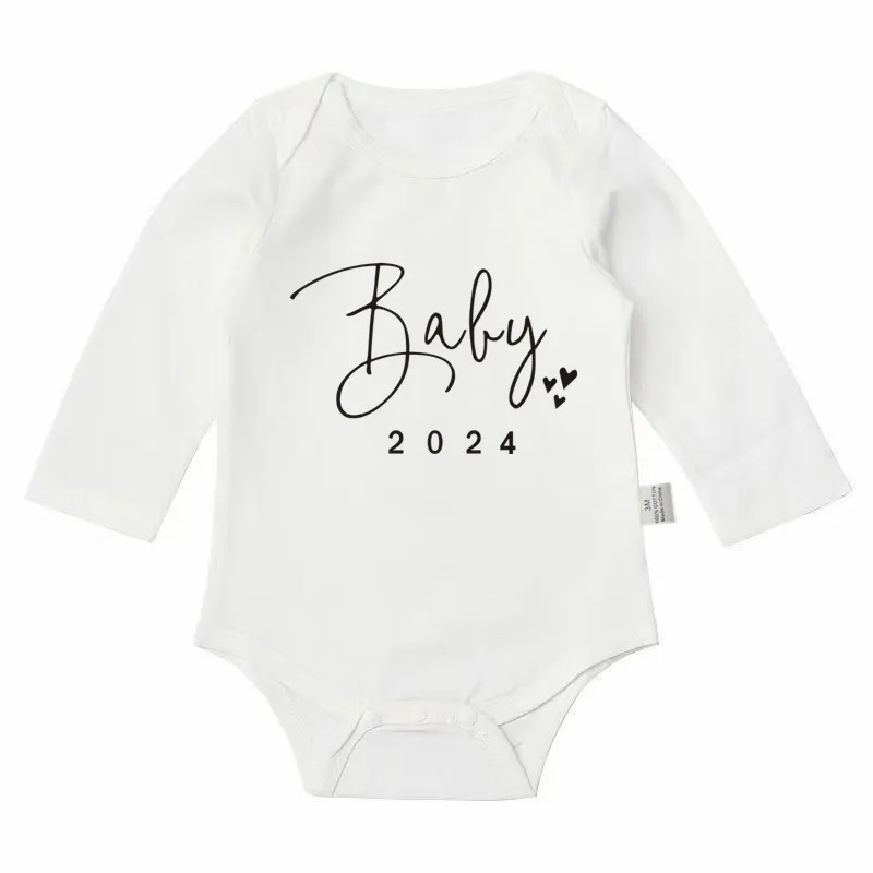 Baby 2024 Pregnancy Announcement Newborn Baby Bodysuits Cotton Summer Boys Girls Romper Jumpsuit Clothes Outfit