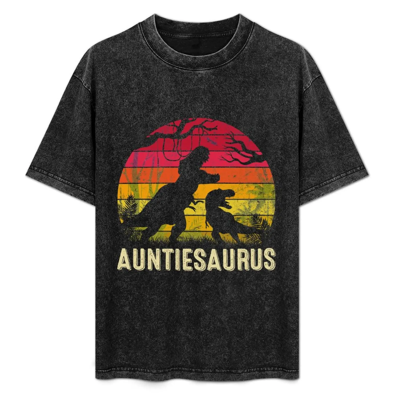 

Womens Mother's Day AuntieSaurus Rex Funny Dinosaur Gift T-Shirt Utility Work Short Sleeve Top
