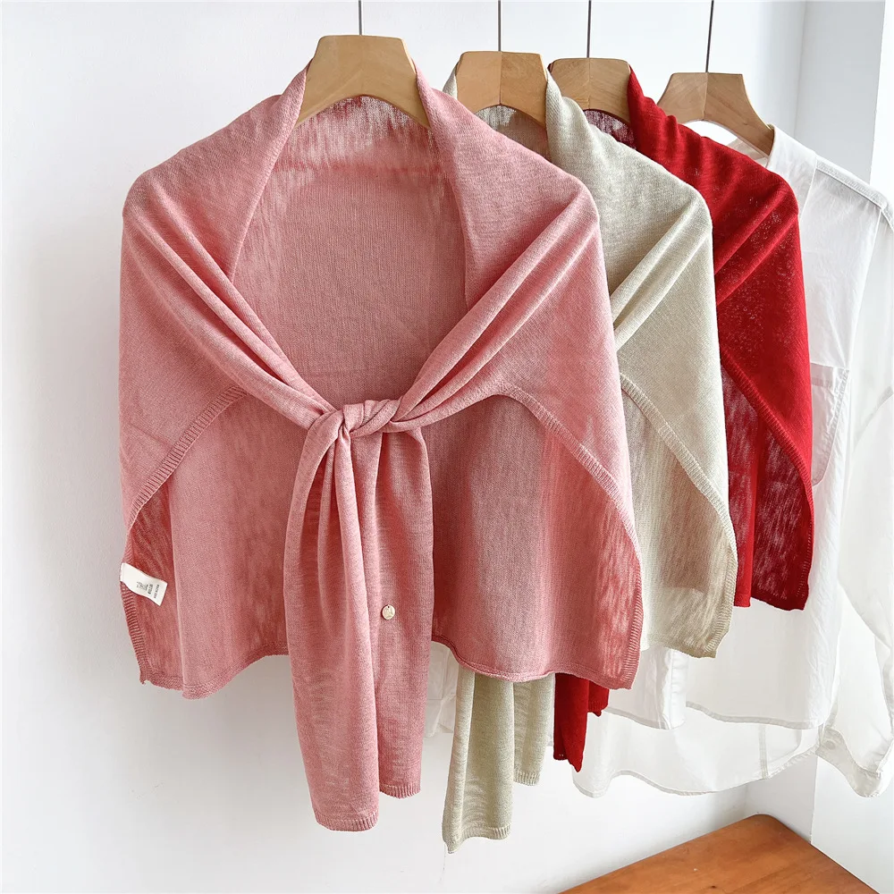 Knit T Shape Shawl Lightweight Solid Color Women Spring Fall Indoor Wrap Shoulder Cover Classic Comfortable Soft