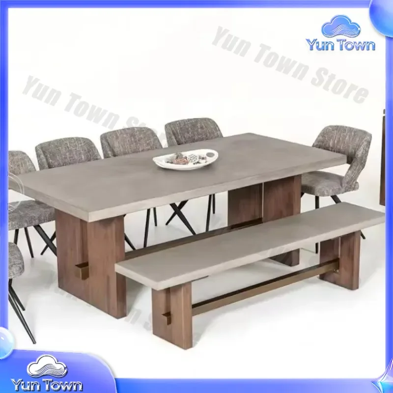 Wabi Sandy Wind for Solid Wood Dining Table Small Unit Old Long Table Simple Retro Light Luxury Office Desk for Home Living