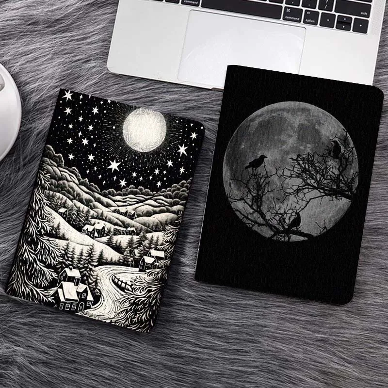 

Cartoon Starry Night Village Gift Tablet Case For Samsung Tab Galaxy S6 S11 A A7 A8 A9 A11 10.1 10.4 10.5 Plus Lite