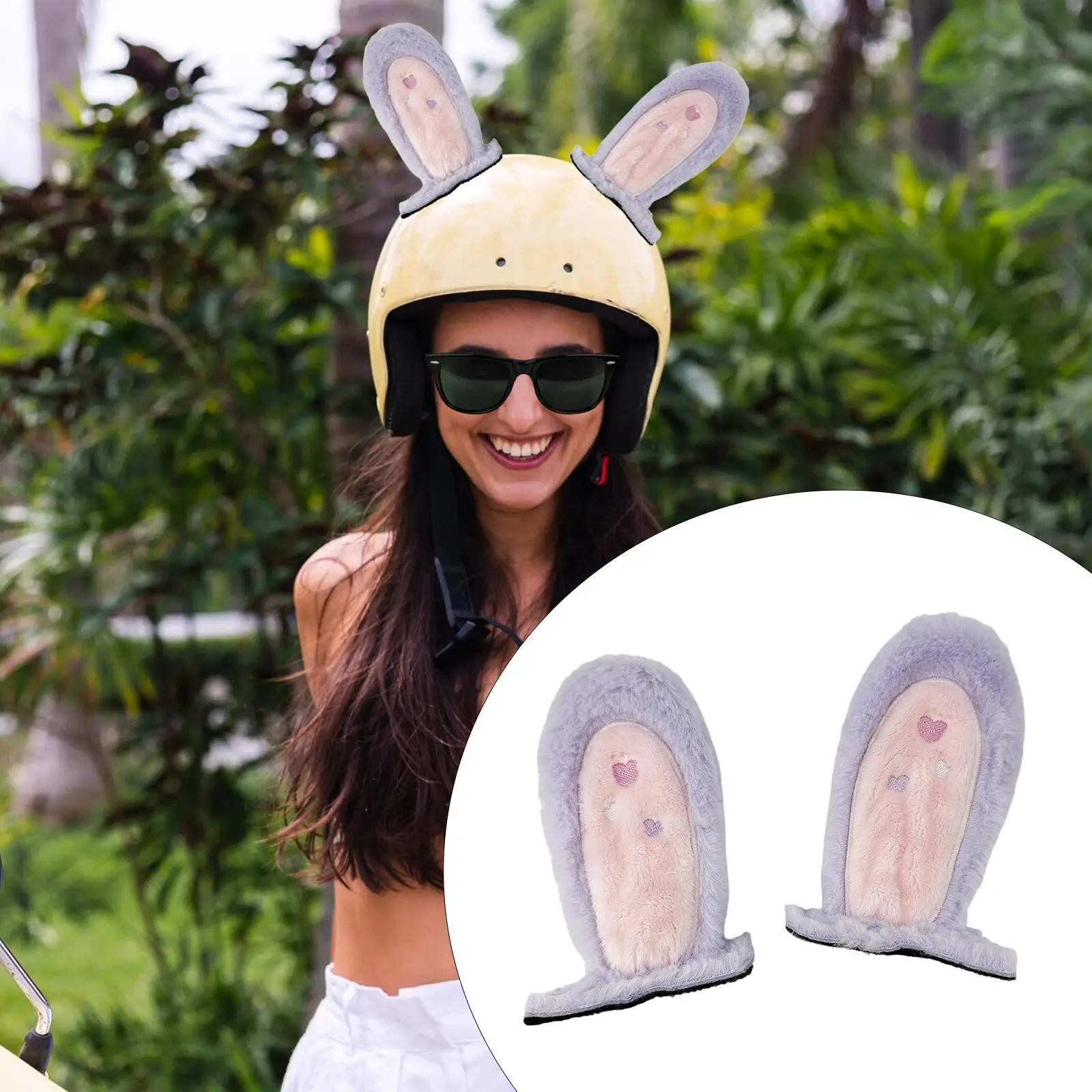 

2 шт. декоративных ушек кролика для шлема, легко прикрепляемые, милые ушки зайчика на клейкой основе для велосипеда, активного отдыха, альпинизма, головных уборов
