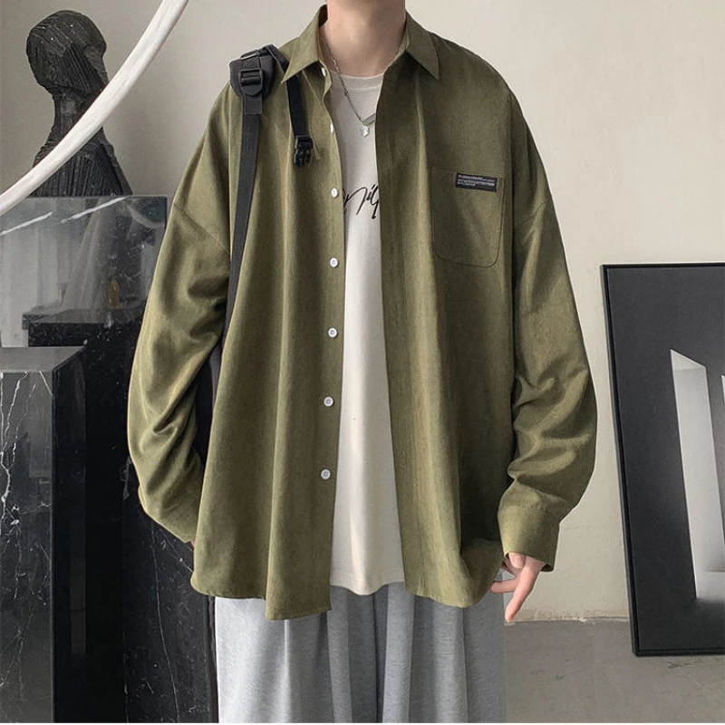 Spring Autumn New Fashion Turn-down Collar Long Sleeve Solid Color Men\'s Clothing Button Contrast Color Korean Hip Hop Shirts