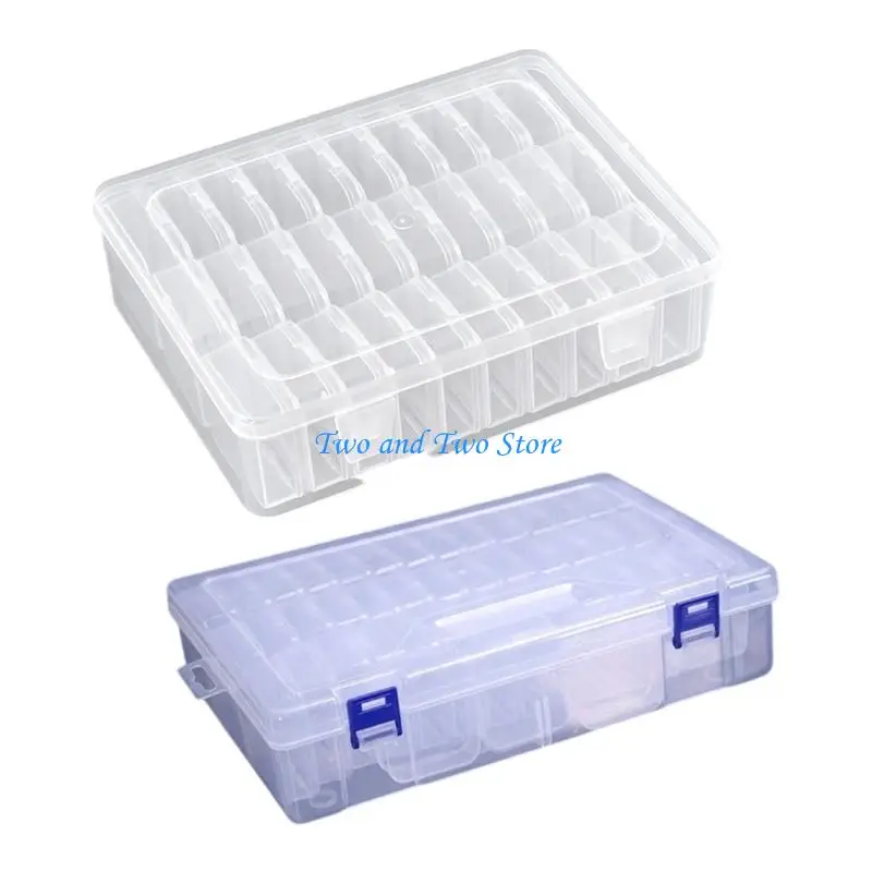 

HX6F 2Pcs Clear Plastic Jewelry Organizers Box 30 and 45 Compartments for Beads Storage Dustproof Designs