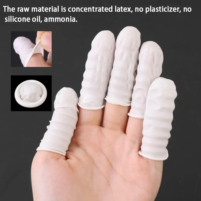 200/100x Non-slip Finger Cots White Latex Disposable Fingers Covers Finger Fingertips Protector Anti-static Thumb Sleeve Gloves