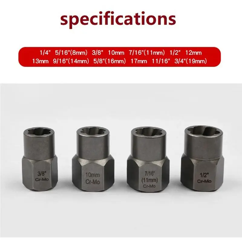 AT63-26 PCS Broken Nut And Bolt Extractor Sets Silver Hardware Tools Are Used To Remove Damaged Screws