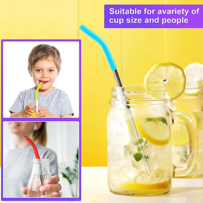 Silicone Straw Covers Metal Straws Tips Cover 8MM Wide Stainless Steel Food Straw Straws Straw Covers Accessories Reusable