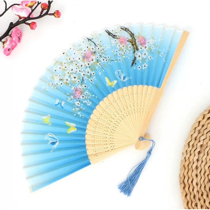 Chinese Bamboo Vintage Folding Hand Fan, Portable Craft Hand Fan, Women Dance Prop, Home Decor Ornament & Party Gift