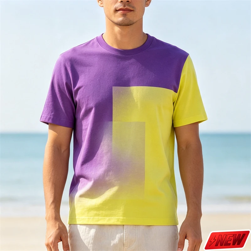 Gradient Colorful Graphic T Shirt Men Summer Handsome Fashion Popular Short Sleeve Tee 3d Print Quick Dry Casual Sports T-Shirt