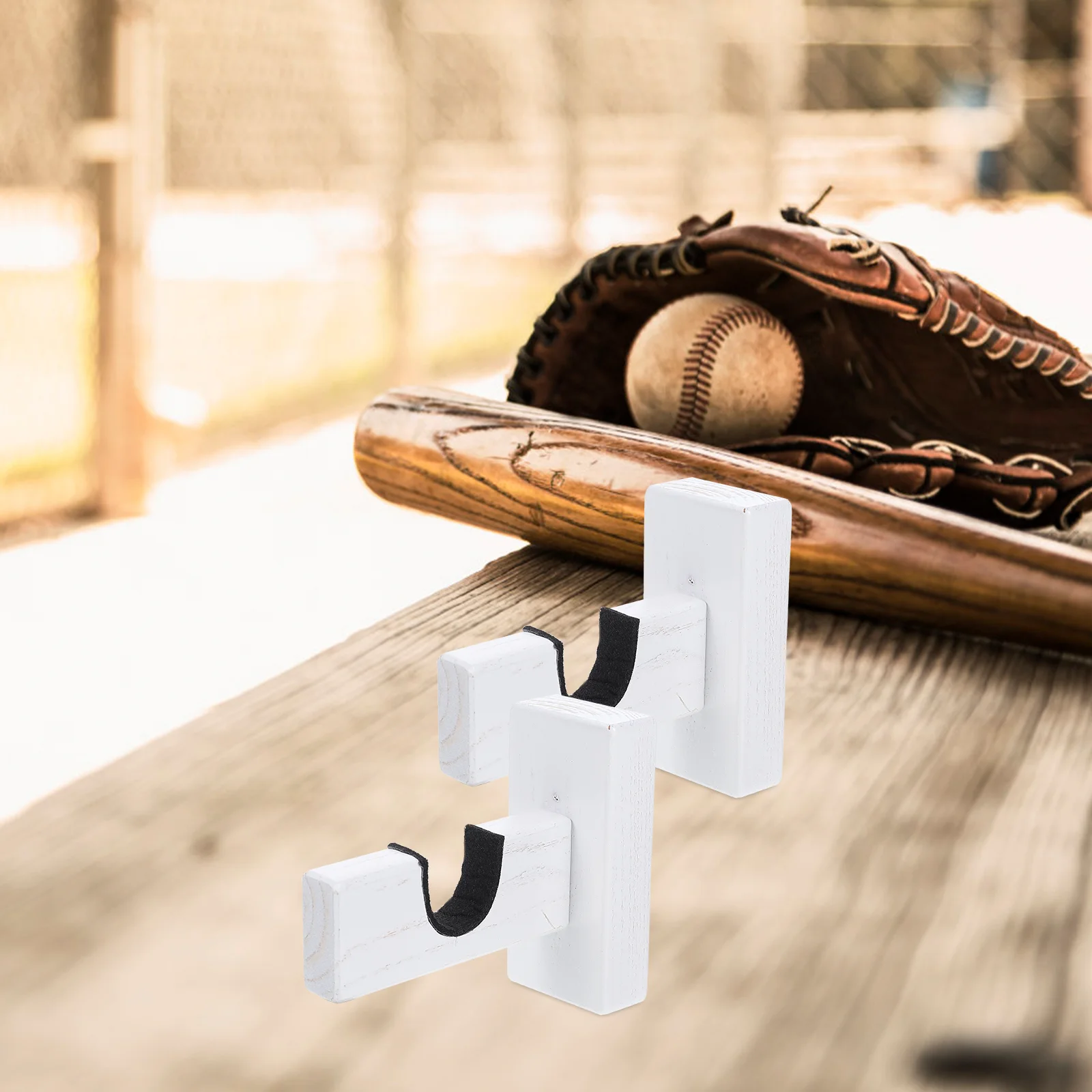 Wall Mount Clothes Rack Baseball Bracket Coat Hangers Multi-function Bat White Wooden