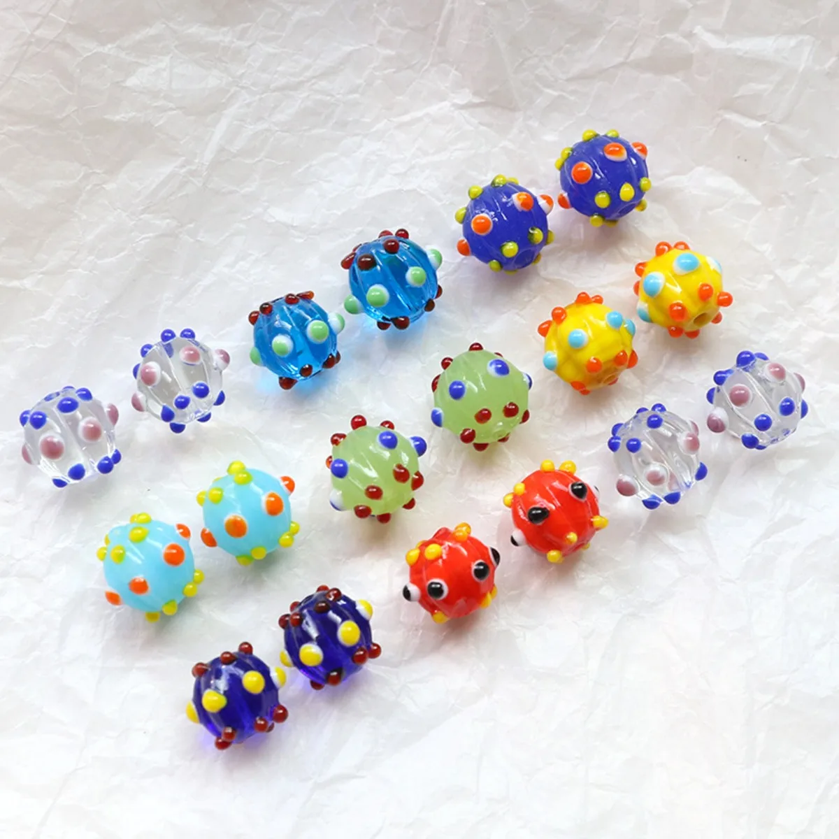 Z03 12x11MM 2pcs Interest Circular Polka Dot Glass Beads Loose Beads for Jewelry Making DIY Bracelets Necklaces Accessories Gift