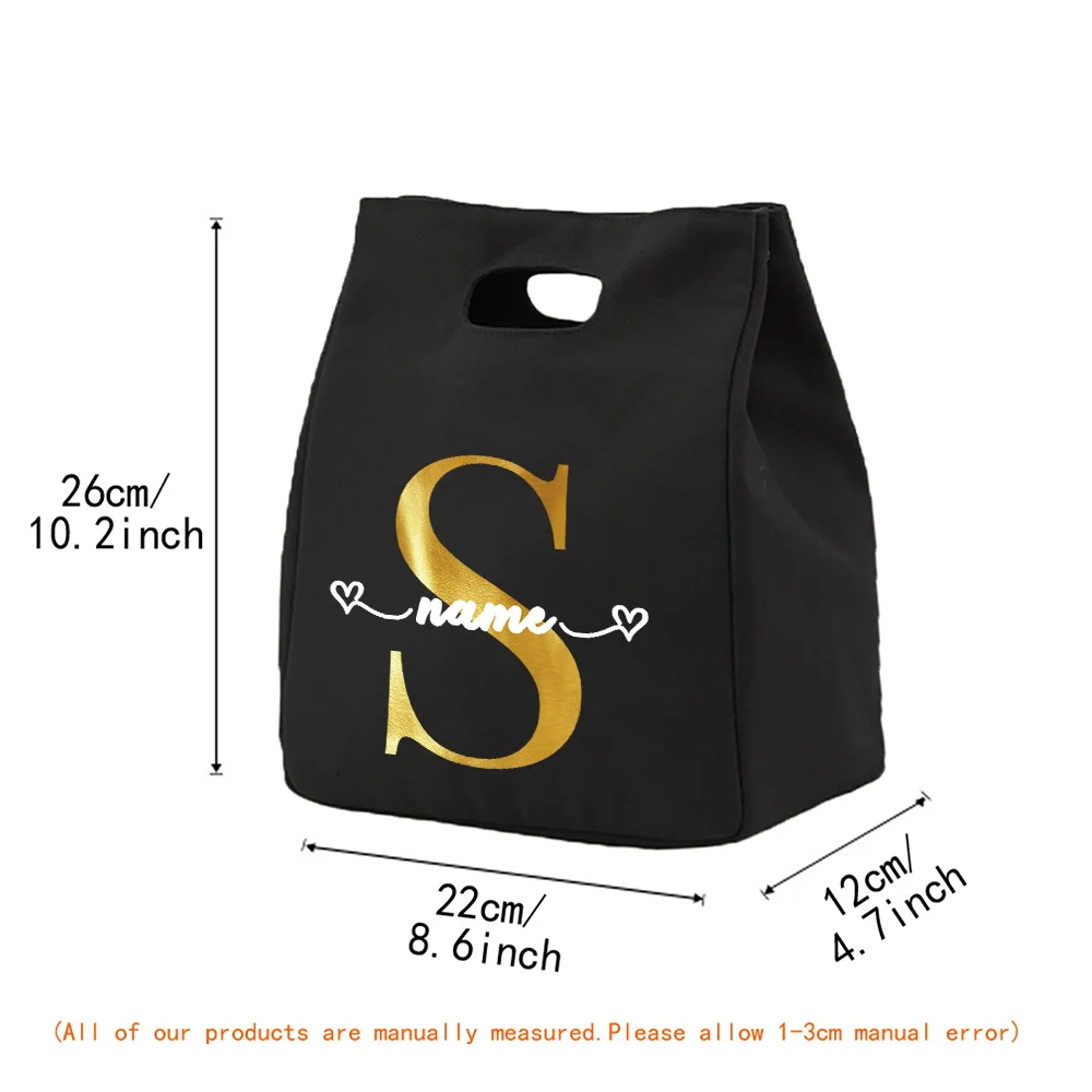 Personalized Customized Letter Pattern Lunch Bag Bento Box Picnic Portable Food Insulation and Refrigeration Bag Storage