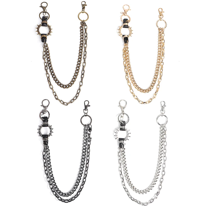 سلاسل خصر فاسق، سلاسل بنطلون هيب هوب مسننة، أحزمة معدنية قديمة للسراويل، حقيبة يد وديكور الملابس، نمط روك