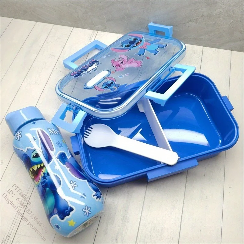 Disney cartoon Stitch Double-Layer Insulated Lunch Box with Cup, Spoon and Storage Case, Ideal for Office, School and Picnics view 2