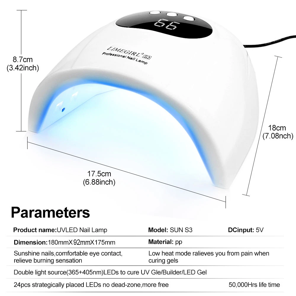 24 LED UV Lamp for Nails Gel Polish Drying With LED Display And Motion Sensing Professional Manicure Lamp Dryer Home Use Tool