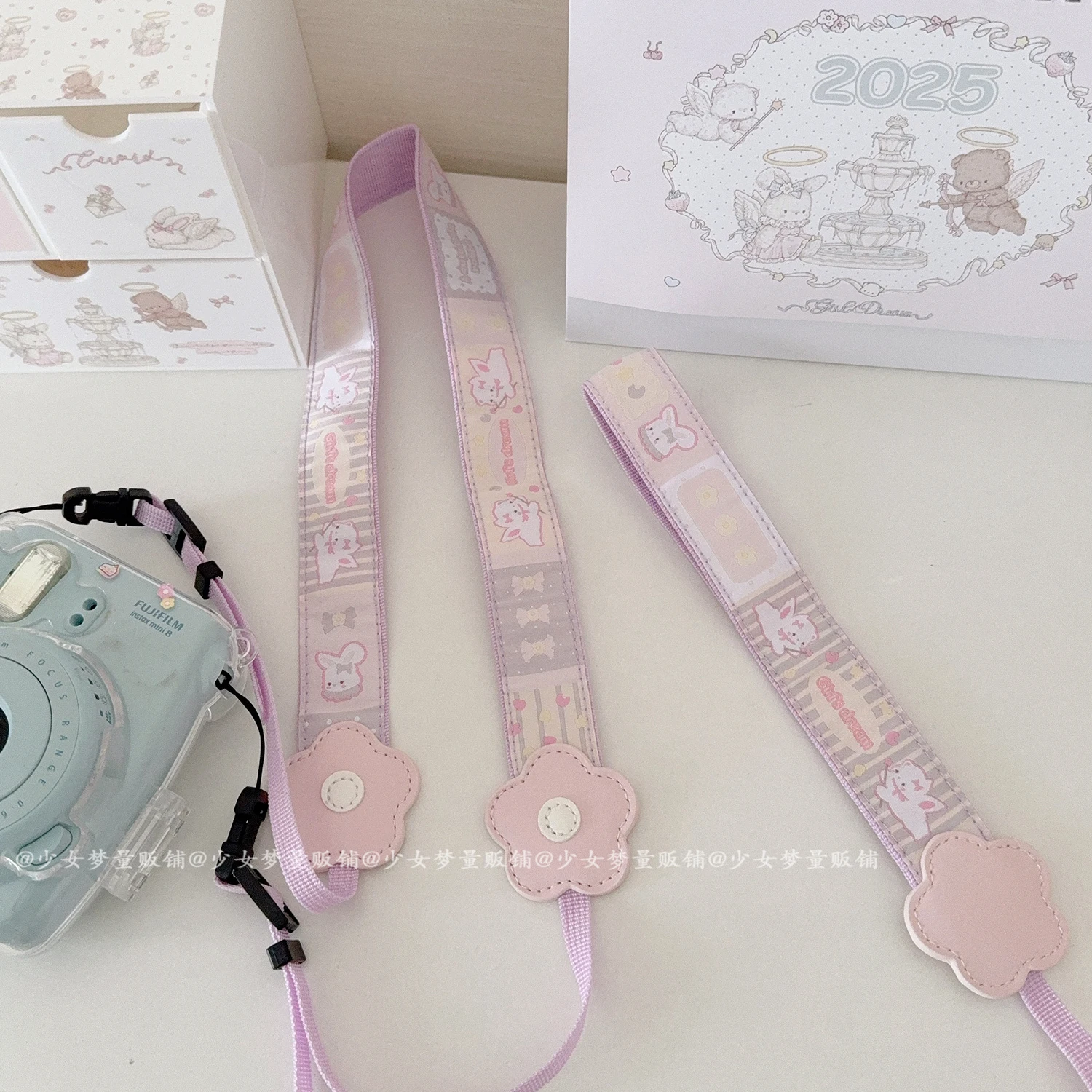 

Instant Camera Strap Cute Bear Shoulder Strap Custom Cartoon Purple Rabbit Camera DSLR Wrist Strap for Canon Camera Accessory
