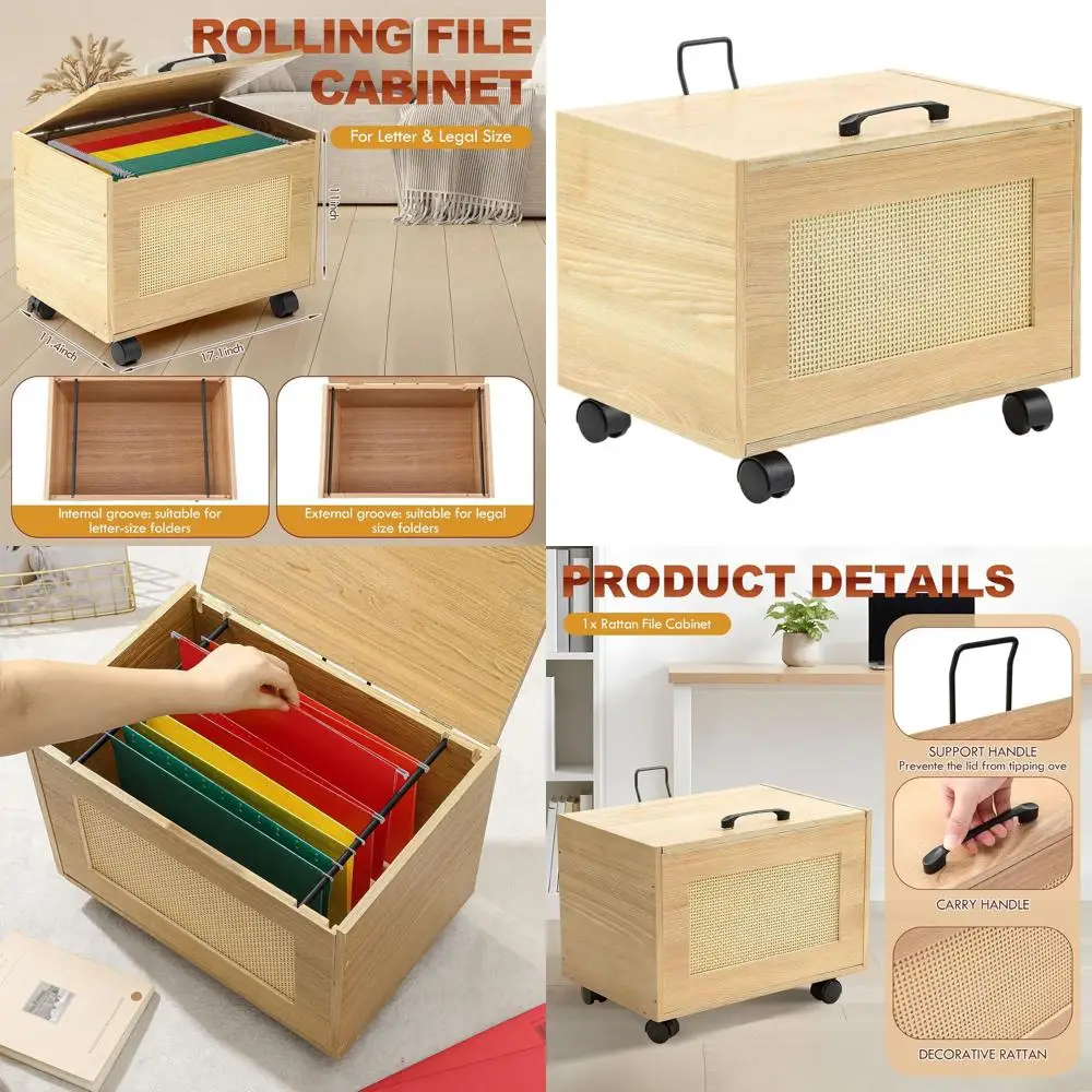 

Передвижной органайзер для документов из ротанга с крышкой для дома и офиса, для форматов Letter/Legal