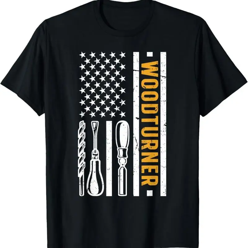 Woodturner US Flag Woodturning Lathe Work Wood Turning T Shirt