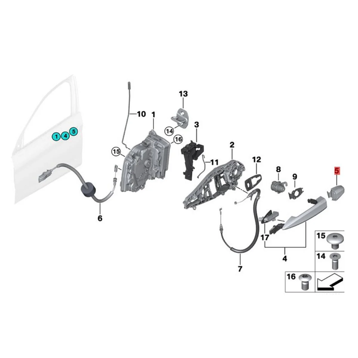 Накладка на внешнюю ручку дверного замка автомобиля 51217396541   Для BMW F15 F16 F45 F46 F48 F39 2014-2019 колпачки ручек левой двери B