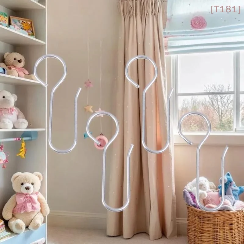 [E] 30Pcs Handy Curtain Accessories Metal Curtain Track Install Hooks S Shaped Metal Ceiling Shower Curtain Decoration Hooks