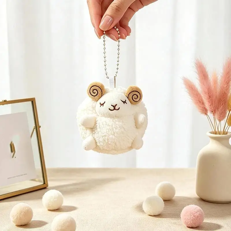 Backpack Decor Sheep Plush Pendant Cute Mini Sheep Plush Pendant Soft Lamb Doll Ornament Keychain For Car Decoration