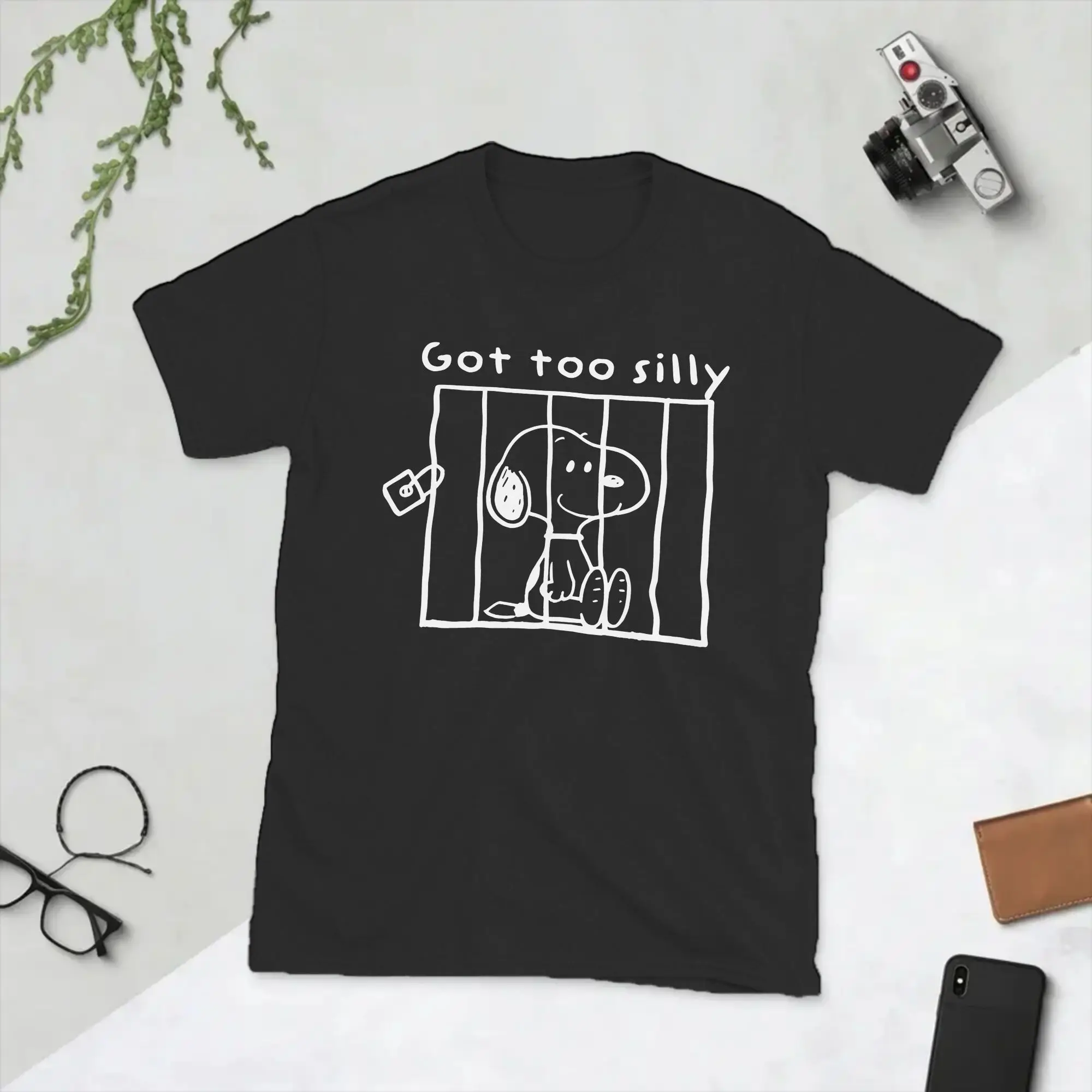 Herren-T-Shirts „Snoopys Got Too Silly“ aus Baumwolle, lustiges Kurzarm-T-Shirt mit Rundhalsausschnitt, Geburtstagsgeschenk-T-Shirt