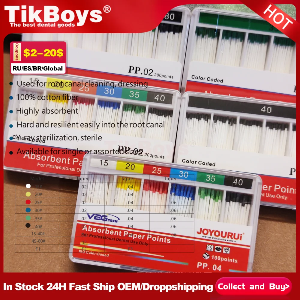 

Dental PP02 15# 20# Absorbent Paper Points Root Cancel Endodontics Cotton Fiber Tips Dental Matirial PP04 PP06 Carillas Dentales