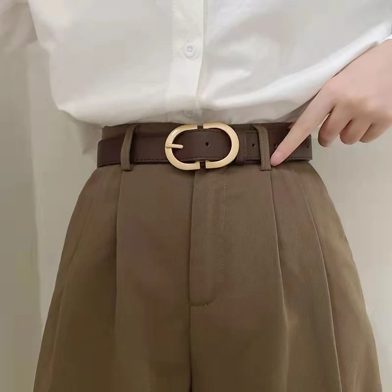 

105cm Female Fashion Belt Simple Metal Buckle Belt for Women Black Suit Jeans Clothing Accessories