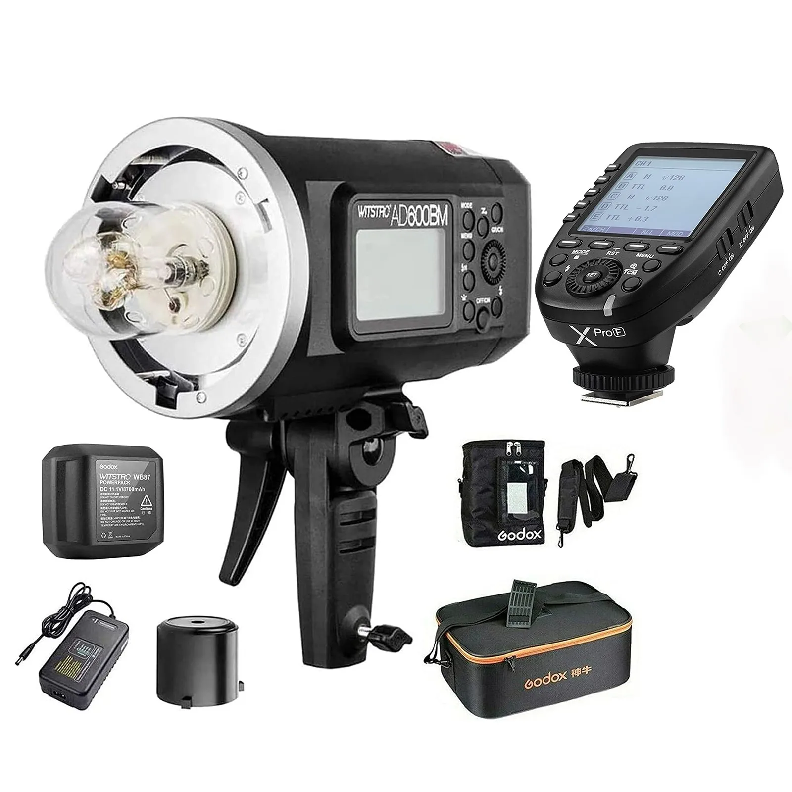 

Godox AD600BM AD600 Bowens Mount 600Ws GN87 High-Speed Sync Outdoor Flash Strobe Light w/ 2.4G Wireless X System 8700mAh Battery