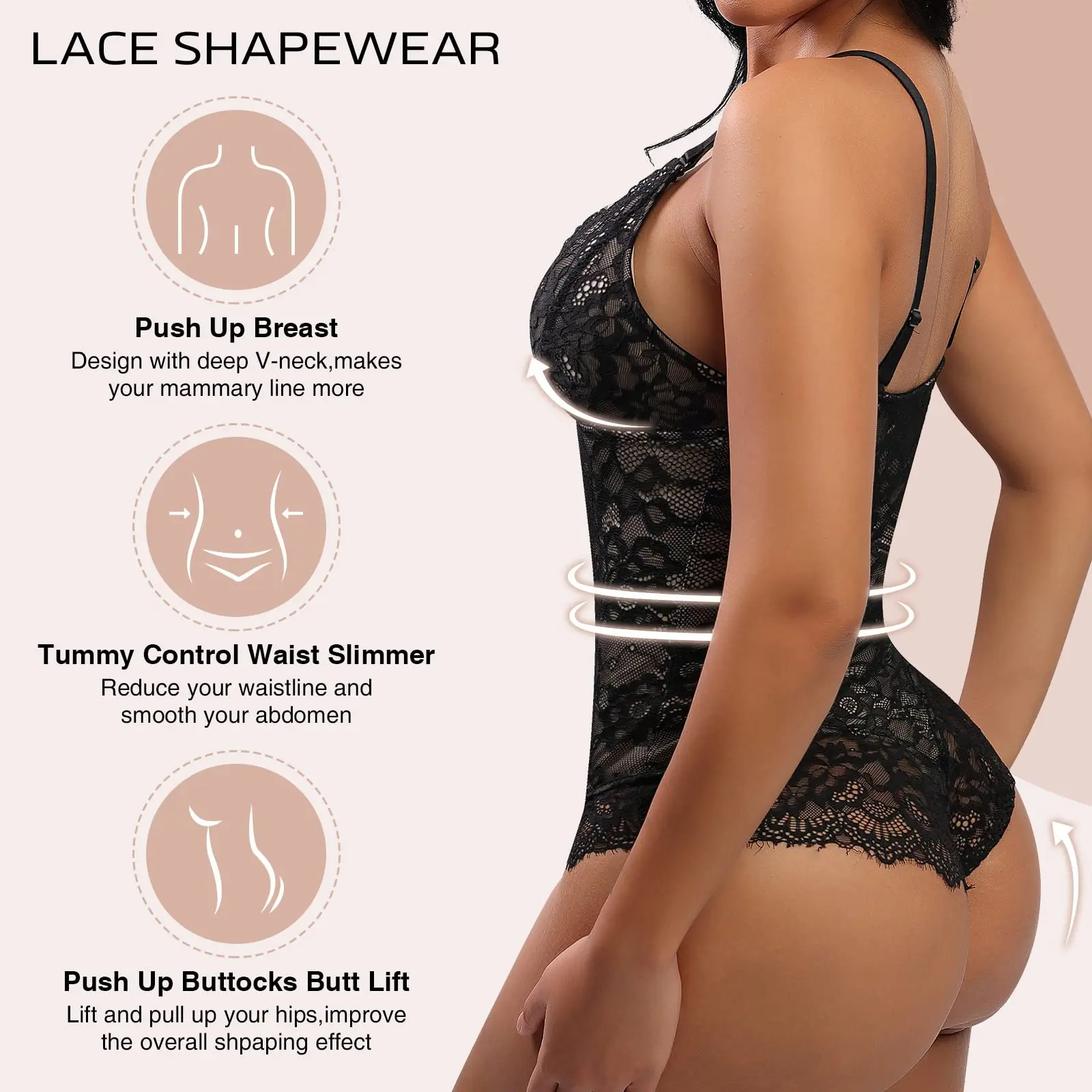 Body Shaper per le donne Tummy Control e Black Fat Waist Trainer Shaper silming Underdress scollo a v Body in pizzo One Piece Shaper