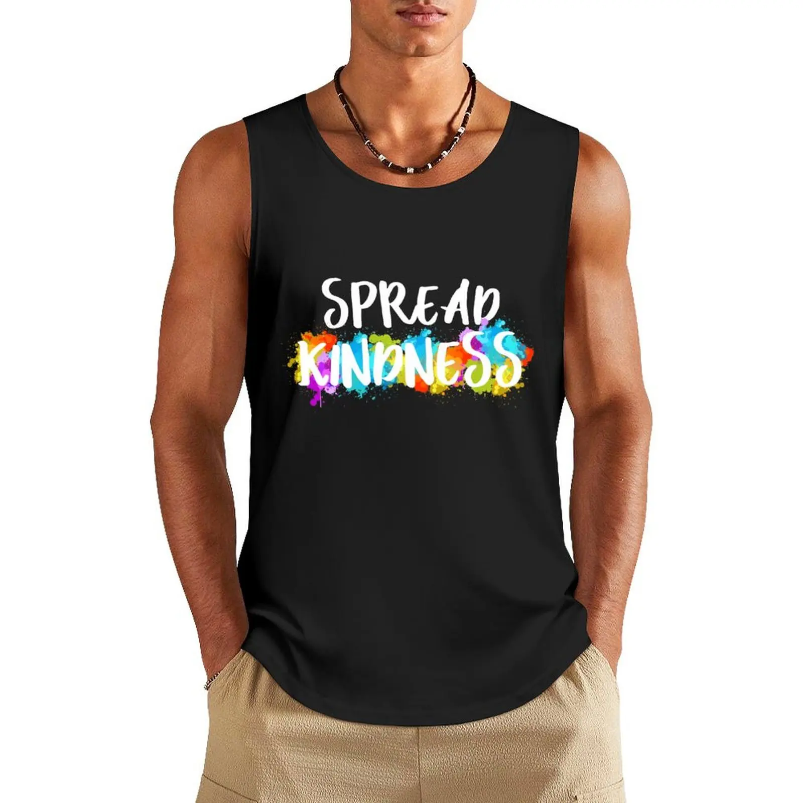 Spread kindness be kind message cute text colourful lettering inspirational gift Tank Top Gym clothes