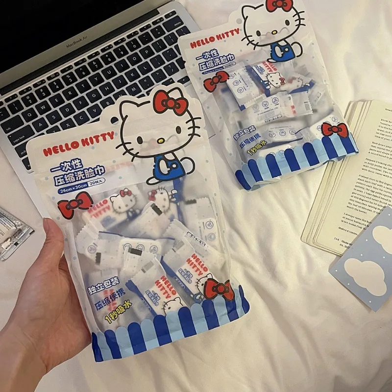 جديد Hot البيع مرحبا كيتي منشفة مضغوطة للاستعمال مرة واحدة المحمولة المستقلة حزمة صغيرة منشفة الوجه للنزهات السفر #1