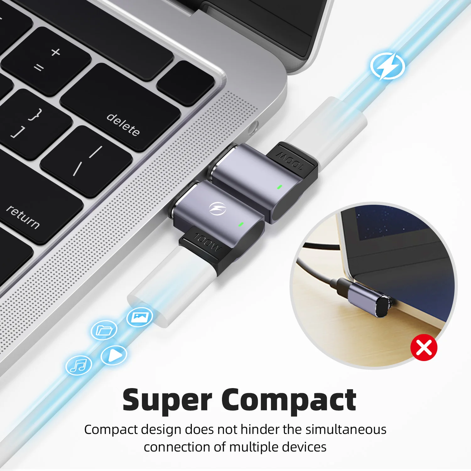 Magnetic OTG Adapter USB C To Type C 100W 5A Fast Charging Magnet Converter USB C Adapter Data Connector for macbook series