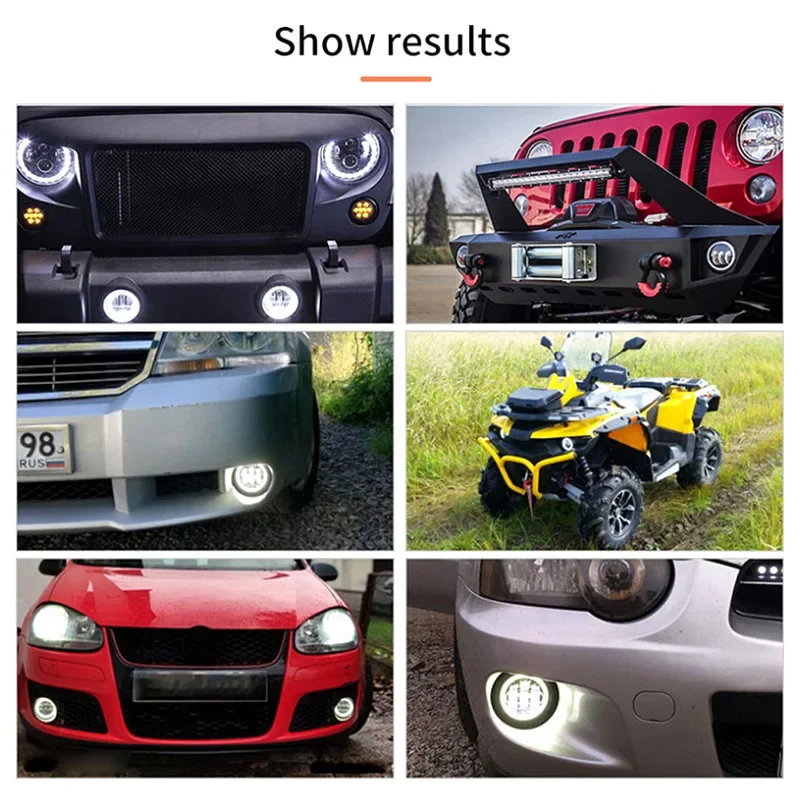 60W 4 Inch LED Fog Lights With White Halo Ring DRL Amber Turn Signal Lamp For Jeep Wrangler JK TJ LJ Dodge Chrysler image 3