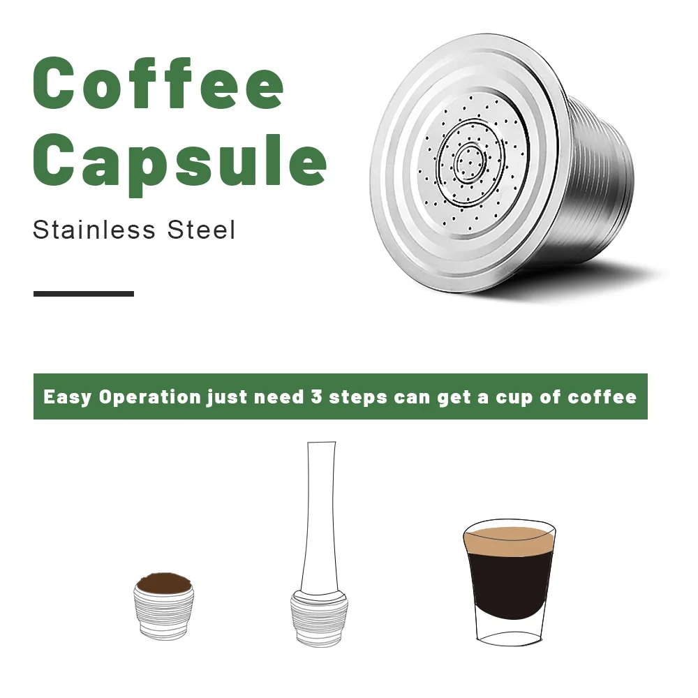 Nespresso Reusable Coffee Capsule Stainless Steel Refillable Filters Espresso Cup Fit for Inissia & Pixie Coffee Maker