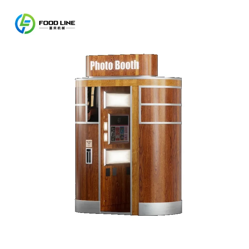 Customized Hot Selling Curved Retro Photo Booth Machine with Touch Display and DSLR camera for Bar Club and Party Venue