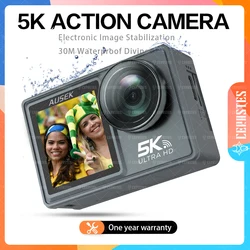 Cámara de acción antivibración CERASTES 5K WiFi 4K 60FPS Pantalla dual 170 °   Cámara deportiva impermeable gran angular de 30 m con control remoto