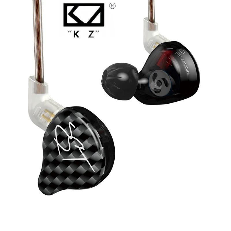 KZ-ZST Loop Iron Наушники-вкладыши с проводным управлением Наушники с двойным блоком для тяжелых басов музыки