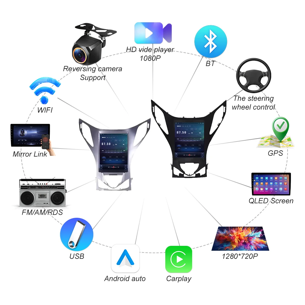 Android 16 Car DVD 9.7 Inch For Hyundai Azera 2011 2012 Carplay Auto Multimedia Radio Stereo Touch Screen GPS Navigation  Player