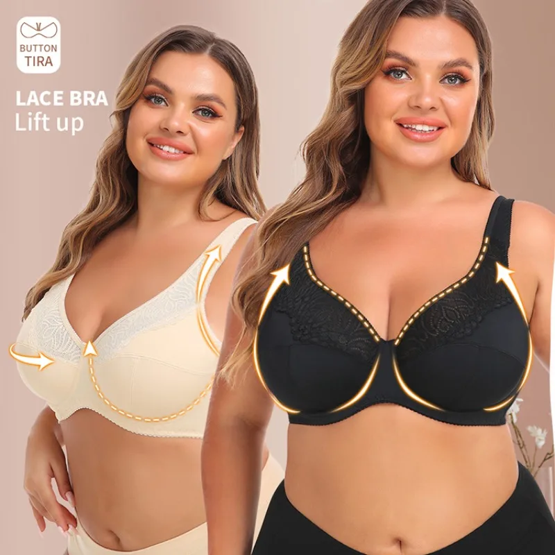 Lace Underwear Oversized Bra Cup Underwire Women  Push Up  Back Closure  Adjusted-straps 5XL 6XL