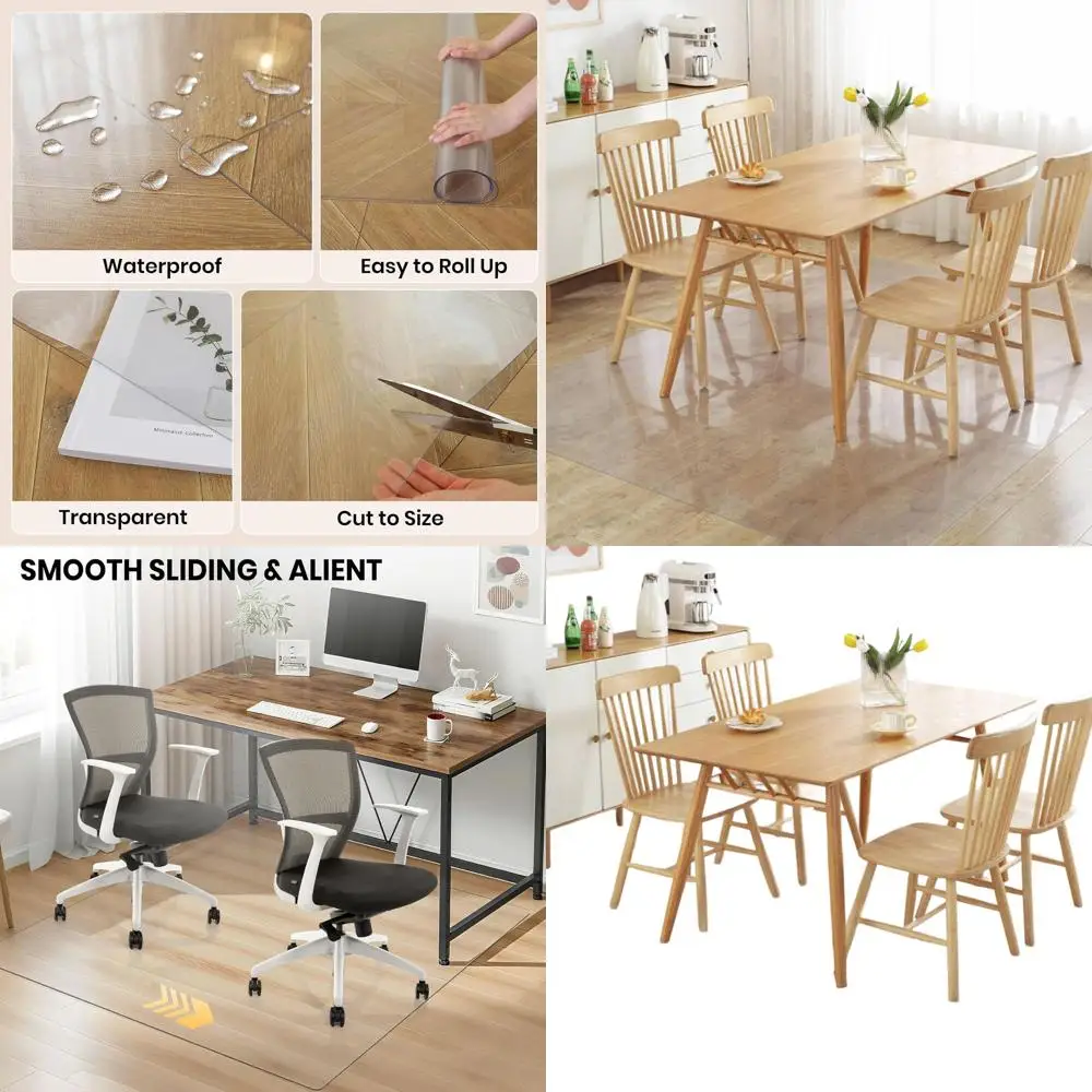 

Большой прозрачный коврик для стула 48x84 дюймов для паркетных полов, защитный пластиковый напольный чехол для офиса и домашнего использования