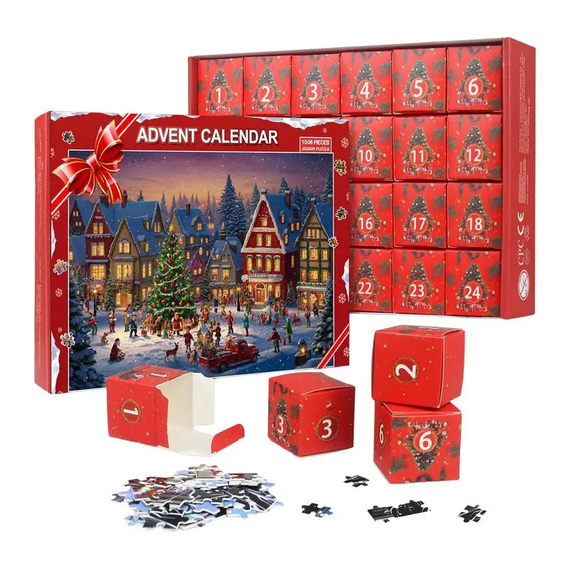 Advent Calendar Jigsaw Puzzle Jigsaw Puzzle Advent Countdown Calendar Family Game Puzzle 1008 Pieces Christmas 24 Days Countdown