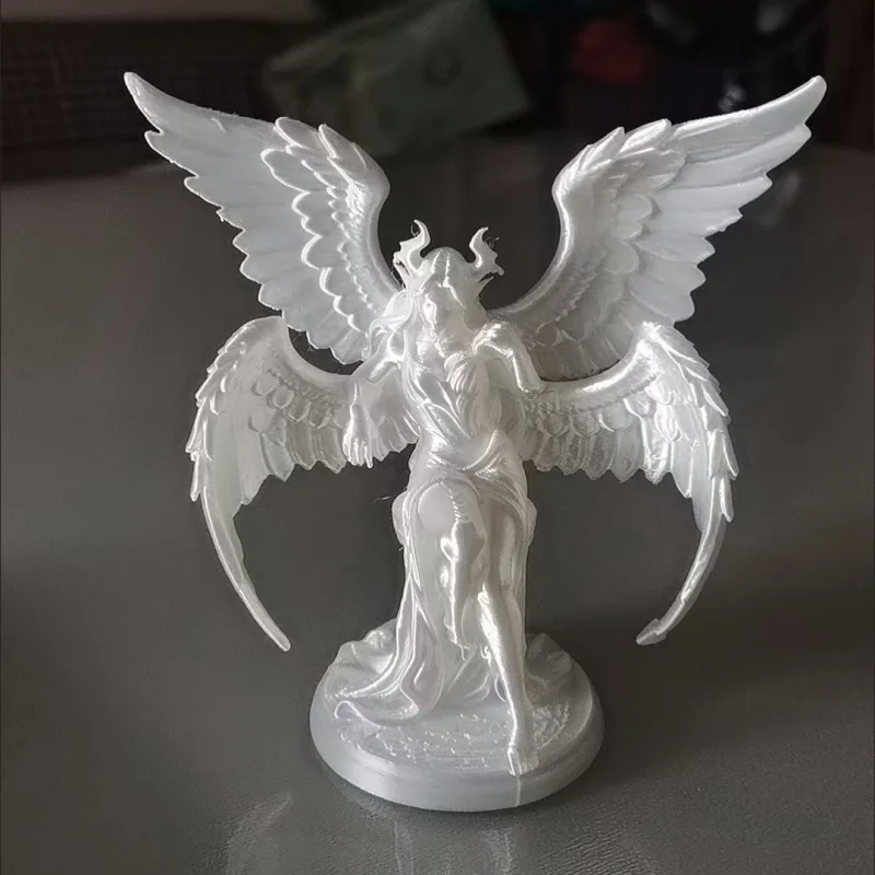 Gothic Demon Angel Statue 3D Printed Fantasy Figurine, White Sculpture Ornament for DIY Hand Coloring Home Decor&Collectors Gift