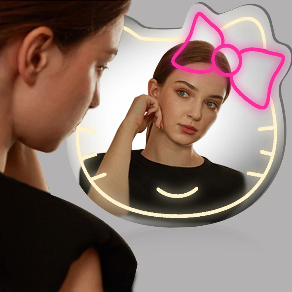 Led Neon Cat Vanity Mirror Dimmable Hello Neon Sign 16\