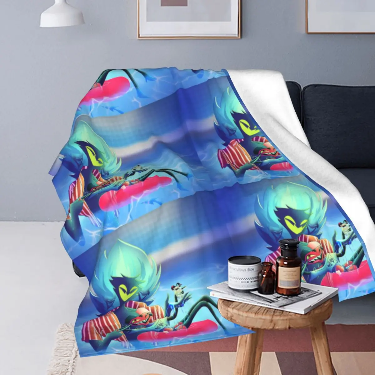 Asmodeus Blankets Helluva Anime Flannel Throw Blankets Home Couch Portable Soft Warm Bedspreads