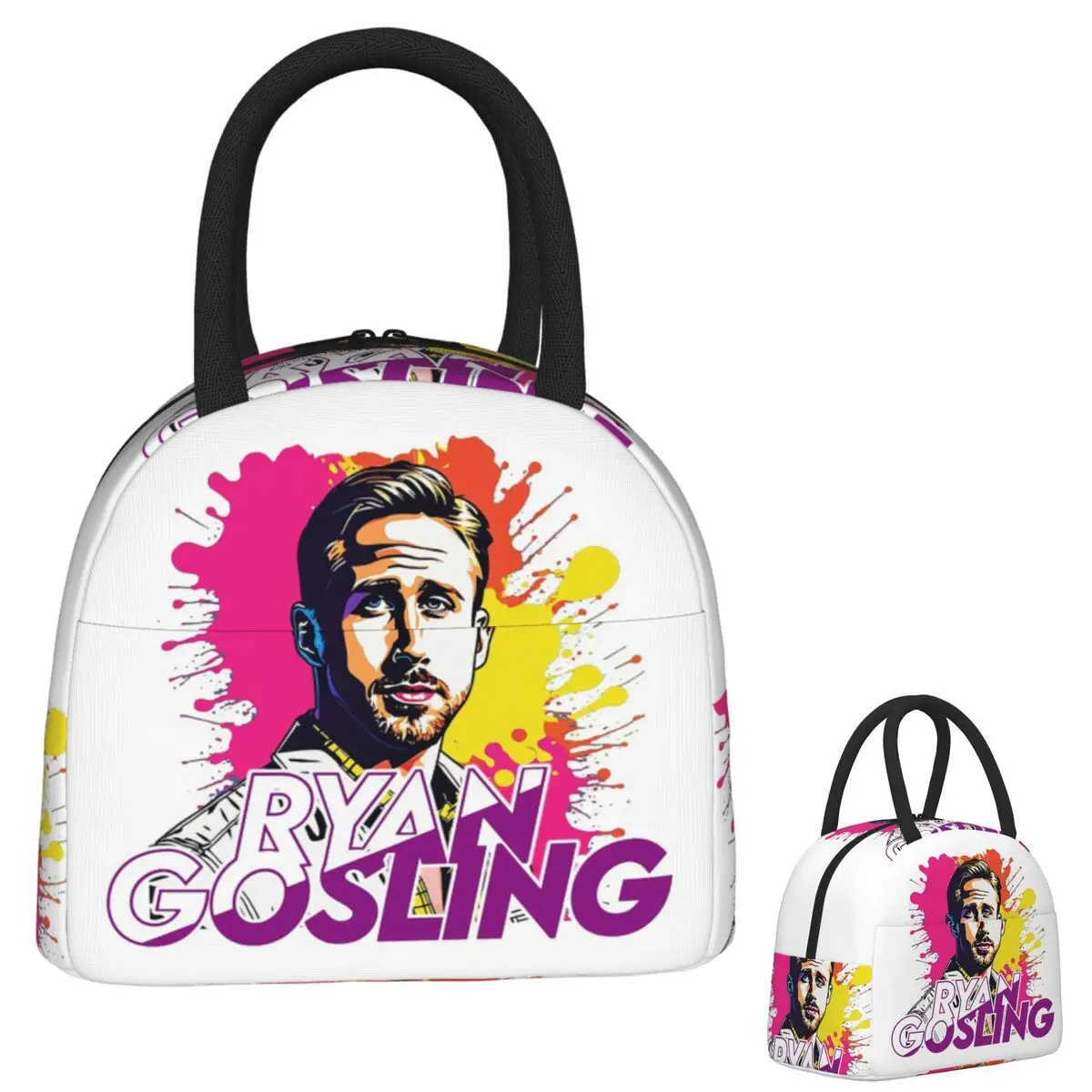 

Ryan Gosling Vector Art Fan Works Insulated Lunch Bag for Women Kids Portable Food Boxes Thermal Lunch Box Tote