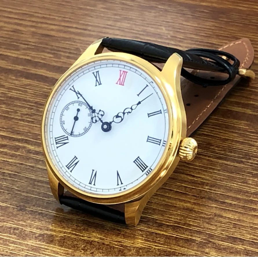 ST3600 Watch 44mm 316L Stainless Steel Cese NO LOGO  White Enamel Dial CN6497 Gooseneck Movement Golden Color Pilot Watches