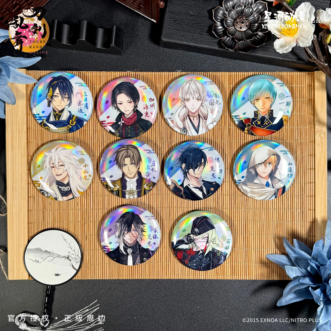 Touken Ranbu Mikazuki Candlestick Kashuu Kiyomitsu Tsurumaru China Official Authorization Daily Painting Series Badge 10pcs/Set