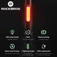 Luz de bicicleta ROCKBROS, luz trasera de freno inteligente de absorción magnética, luces de bicicleta de montaña, luz trasera nocturna para bicicleta de carretera, equipo de ciclismo